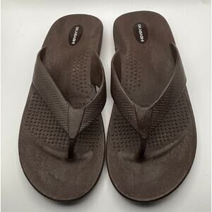 Okabashi Brown Comfort Flip Flops Massage Footbed Lightweight Unisex Size LL